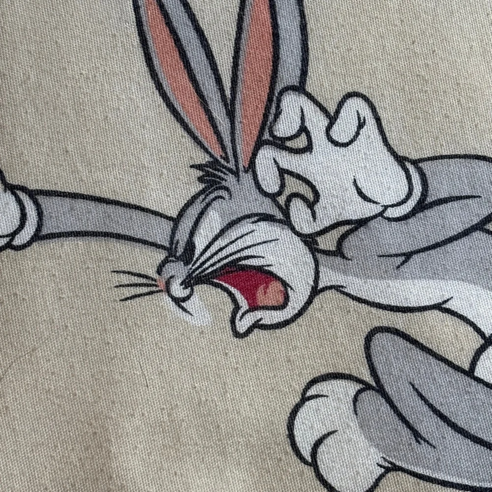 Vintage Looney Tunes Double Flat Sheet Brown Bugs Bunny Tweety Bird Sylvester